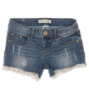 No Boundaries Shorts Juniors Size 1 W26 Blue Jean Distressed Denim Stretch